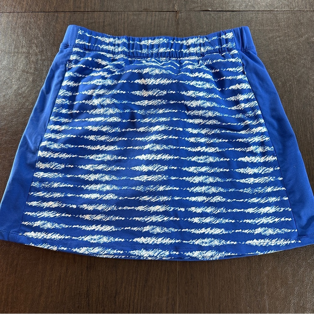 J Mclaughlin Chic Blue Patterned Mini Skort Sz Xs… - image 1